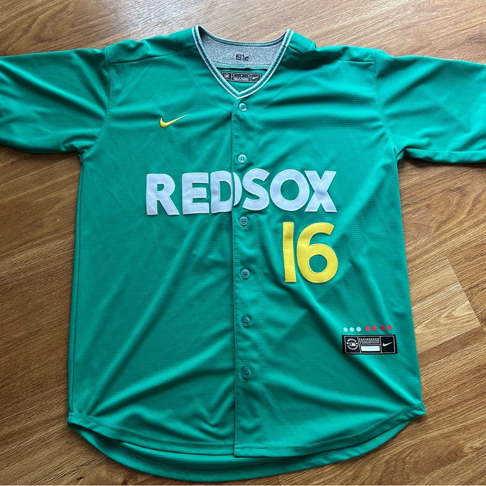 Nike Green Boston Red Sox Jersey with Yellow Accents